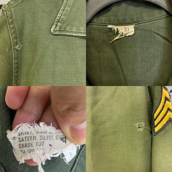 Vintage 60s U.S. Army OG-107 Utility Shirt size L - Picture 7 of 8